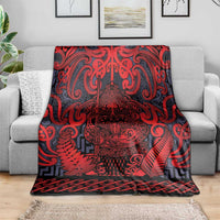 New Zealand Taiaha Maori Blanket Whero Minimalist Silver Fern Tukutuku Motif