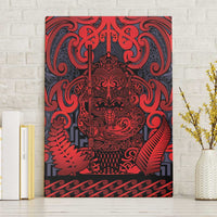 New Zealand Taiaha Maori Canvas Wall Art Whero Minimalist Silver Fern Tukutuku Motif LT9 Without Frame Red - Polynesian Pride