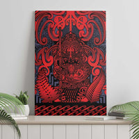 New Zealand Taiaha Maori Canvas Wall Art Whero Minimalist Silver Fern Tukutuku Motif LT9 - Polynesian Pride