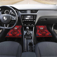 Custom New Zealand Taiaha Maori Car Mats Whero Minimalist Silver Fern Tukutuku Motif LT9 Set 2pcs - Front Red - Polynesian Pride