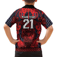 Custom New Zealand Taiaha Maori Family Matching Puletasi and Hawaiian Shirt Whero Minimalist Silver Fern Tukutuku Motif LT9 - Polynesian Pride