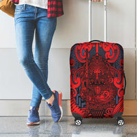 New Zealand Taiaha Maori Luggage Cover Whero Minimalist Silver Fern Tukutuku Motif LT9 - Polynesian Pride