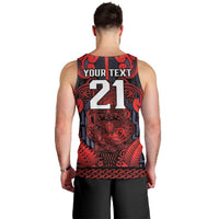 Custom New Zealand Taiaha Maori Men Tank Top Whero Minimalist Silver Fern Tukutuku Motif LT9 - Polynesian Pride