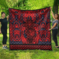 New Zealand Taiaha Maori Quilt Whero Minimalist Silver Fern Tukutuku Motif LT9 - Polynesian Pride