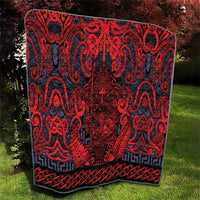 New Zealand Taiaha Maori Quilt Whero Minimalist Silver Fern Tukutuku Motif LT9 - Polynesian Pride