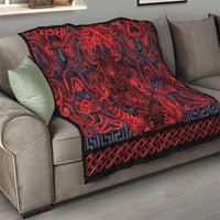 New Zealand Taiaha Maori Quilt Whero Minimalist Silver Fern Tukutuku Motif LT9 - Polynesian Pride