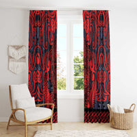 New Zealand Taiaha Maori Window Curtain Whero Minimalist Silver Fern Tukutuku Motif