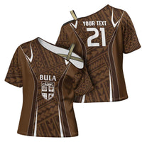 Custom Oceania Football Bula Fiji Cross Shoulder Shirt Polynesian Tribal Pattern