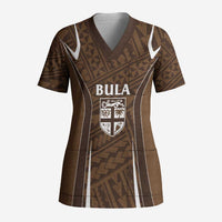 Custom Oceania Football Bula Fiji Scrub Top Polynesian Tribal Pattern