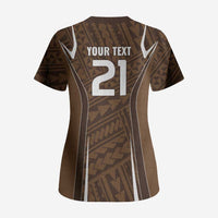 Custom Oceania Football Bula Fiji Scrub Top Polynesian Tribal Pattern