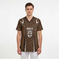 Custom Oceania Football Bula Fiji Scrub Top Polynesian Tribal Pattern