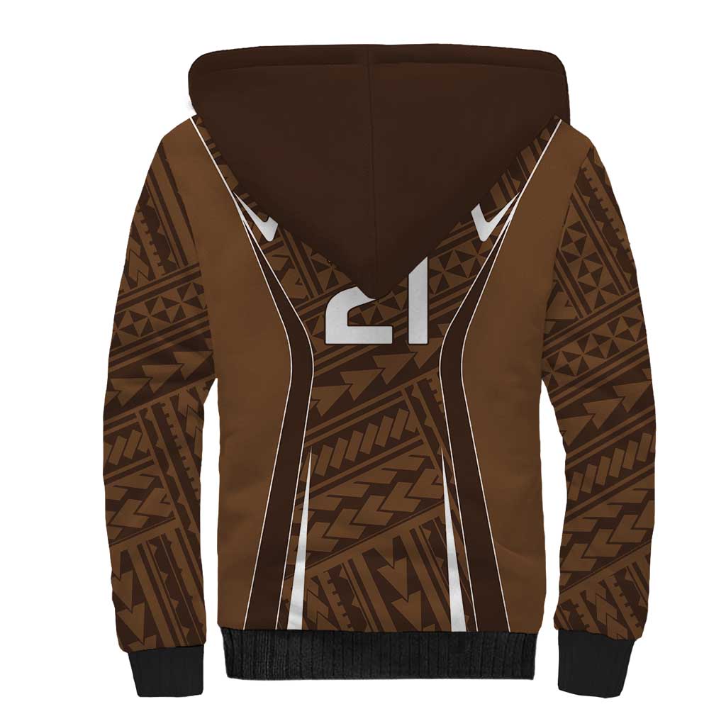 Custom Oceania Football Bula Fiji Sherpa Hoodie Polynesian Tribal Pattern