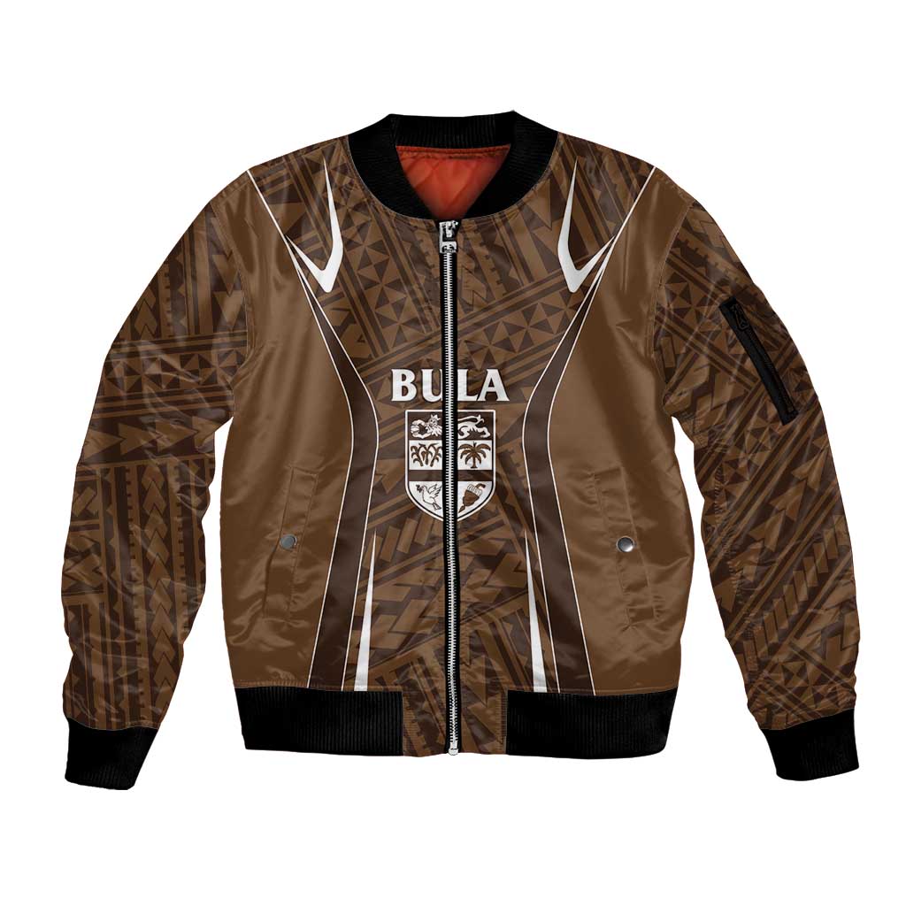 Custom Oceania Football Bula Fiji Sleeve Zip Bomber Jacket Polynesian Tribal Pattern