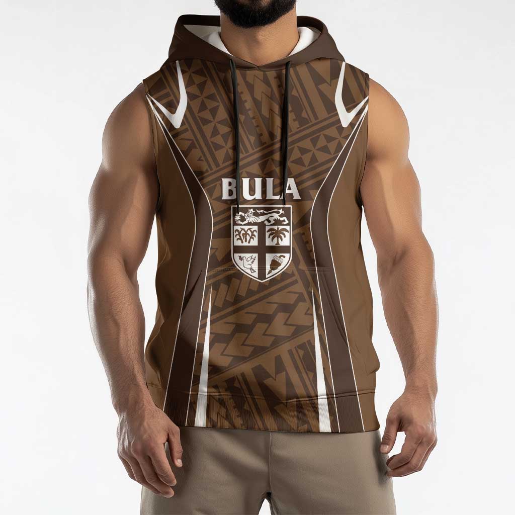 Custom Oceania Football Bula Fiji Sleeveless Hoodie Polynesian Tribal Pattern