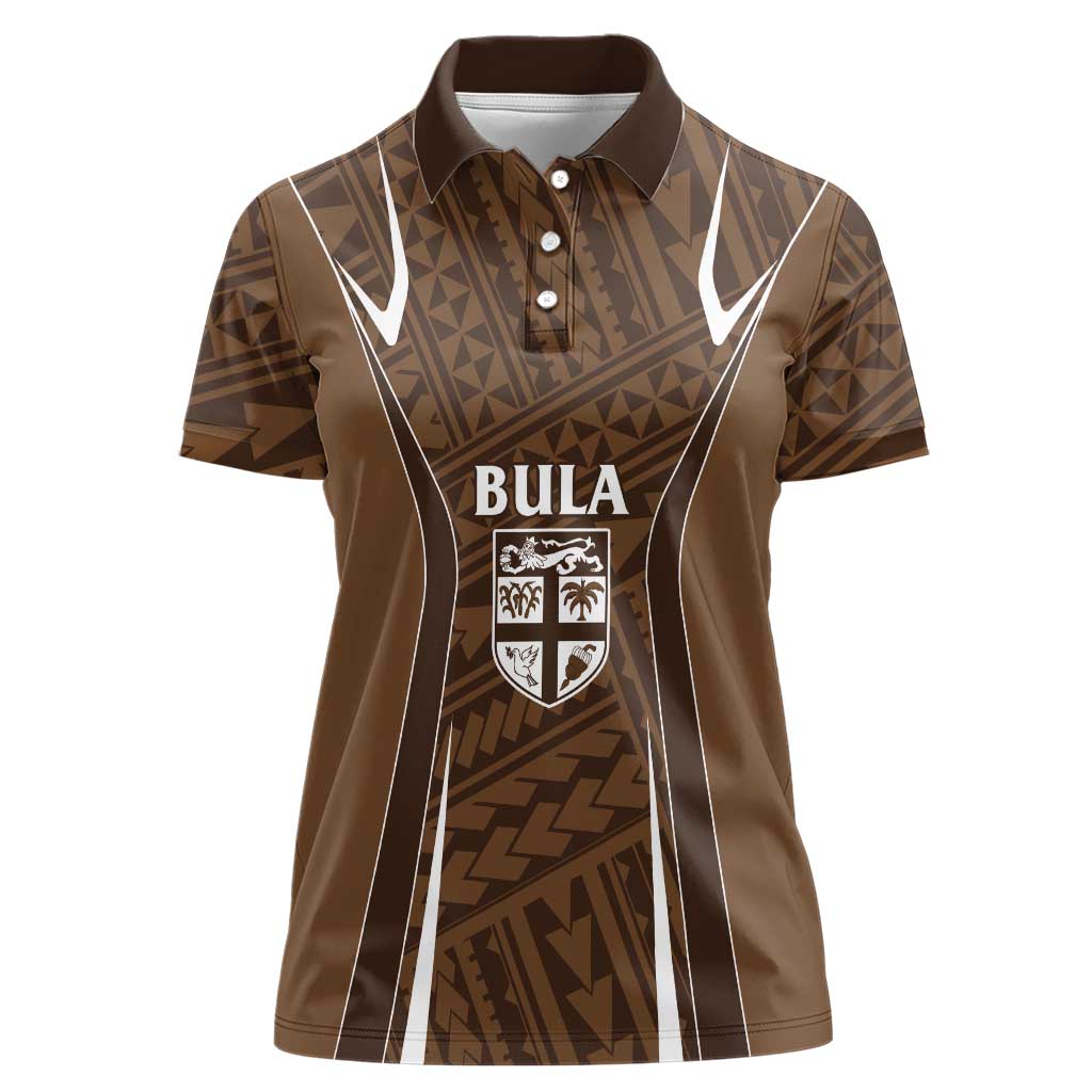 Custom Oceania Football Bula Fiji Women Polo Shirt Polynesian Tribal Pattern LT9 Female Brown - Polynesian Pride