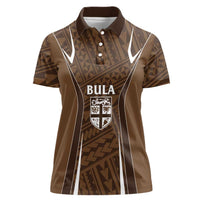 Custom Oceania Football Bula Fiji Women Polo Shirt Polynesian Tribal Pattern LT9 Female Brown - Polynesian Pride