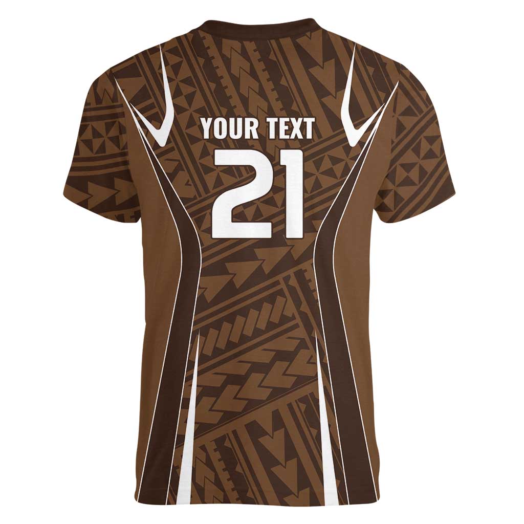 Custom Oceania Football Bula Fiji Women V-Neck T-Shirt Polynesian Tribal Pattern LT9 - Polynesian Pride