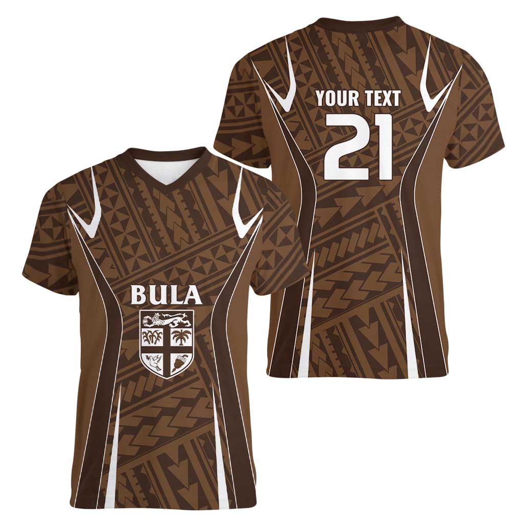Custom Oceania Football Bula Fiji Women V-Neck T-Shirt Polynesian Tribal Pattern LT9 - Polynesian Pride