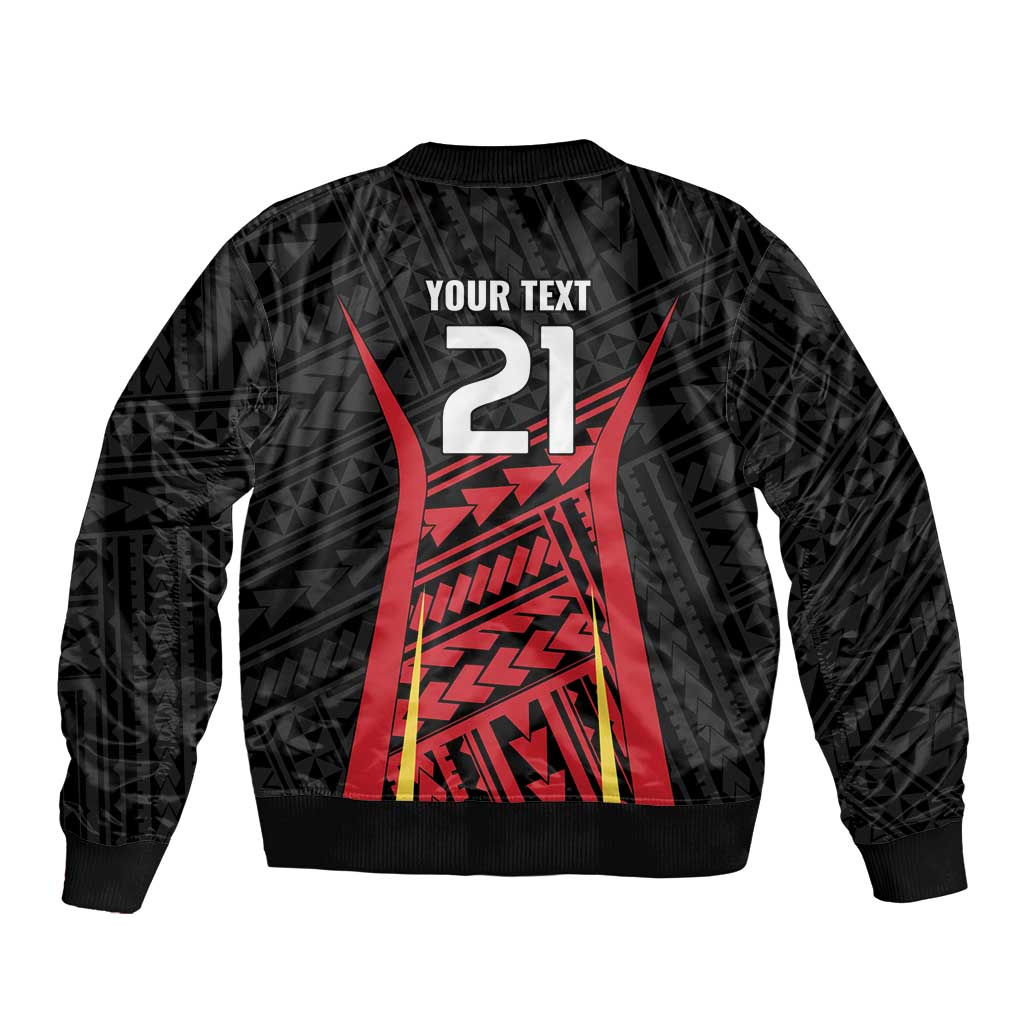 Custom Oceania Football Papua New Guinea Bomber Jacket Polynesian Tribal Pattern