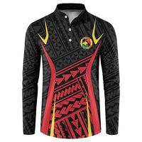 Custom Oceania Football Papua New Guinea Button Sweatshirt Polynesian Tribal Pattern LT9 Red - Polynesian Pride