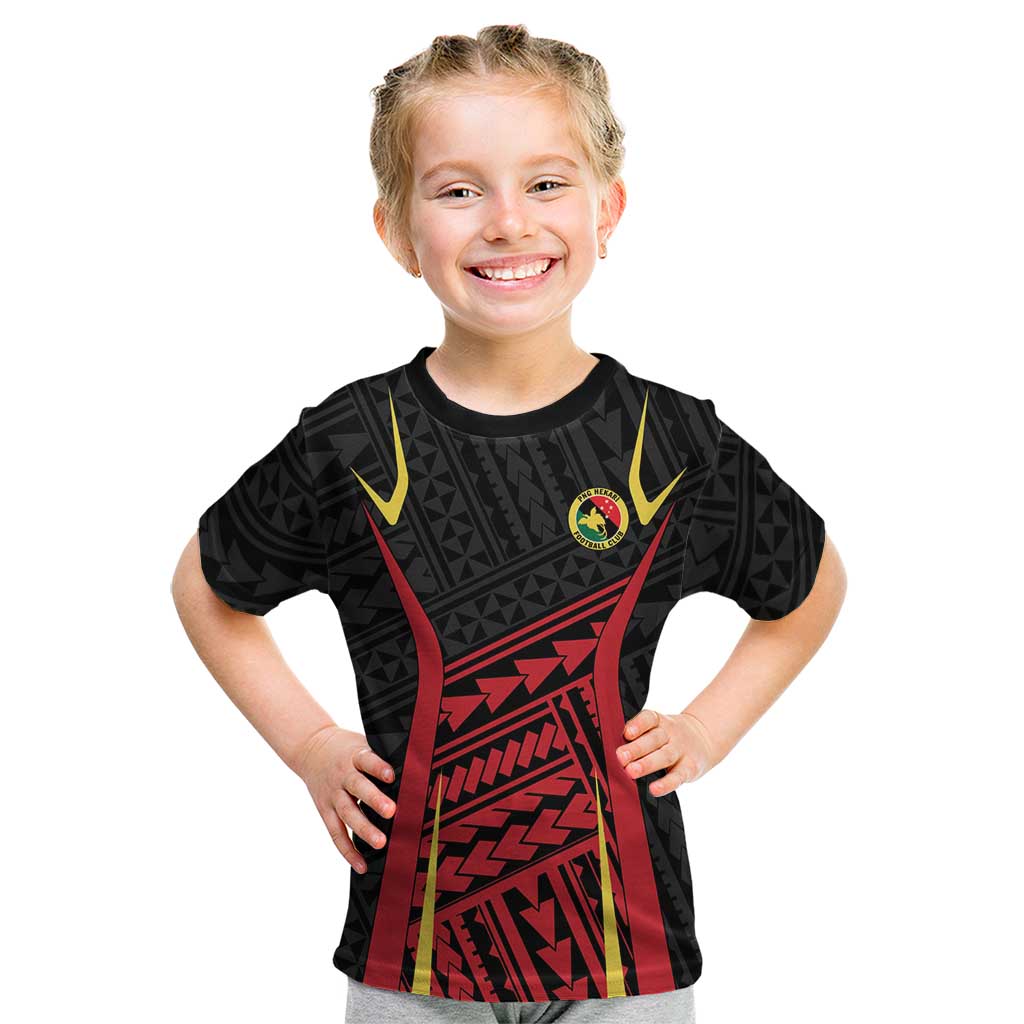 Custom Oceania Football Papua New Guinea Kid T Shirt Polynesian Tribal Pattern