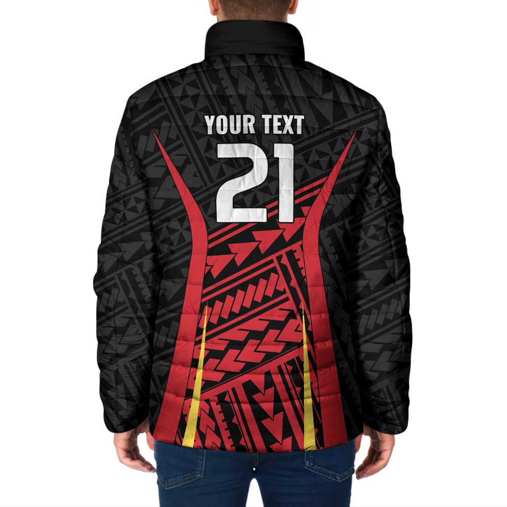 Custom Oceania Football Papua New Guinea Padded Jacket Polynesian Tribal Pattern
