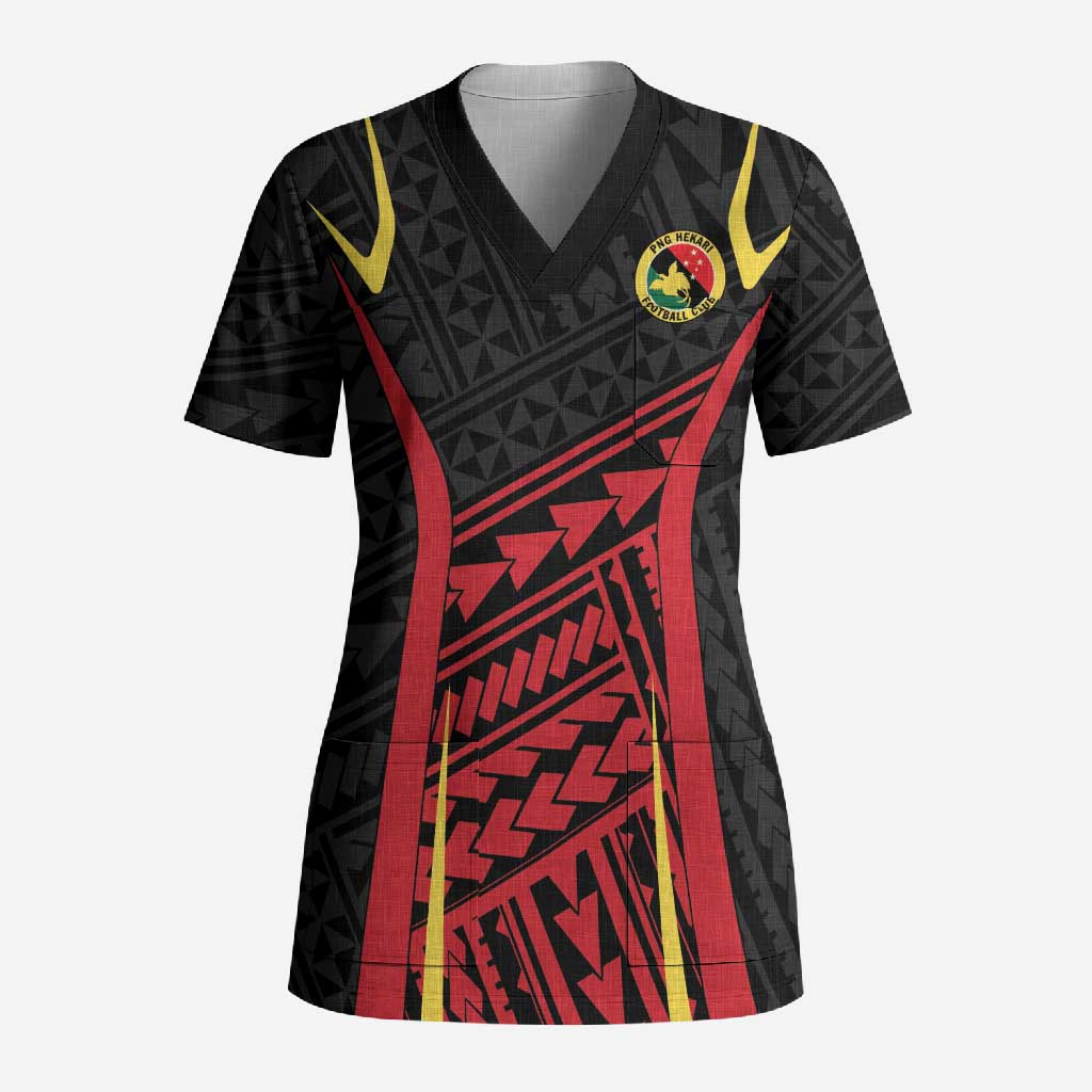 Custom Oceania Football Papua New Guinea Scrub Top Polynesian Tribal Pattern LT9 Adult Red - Polynesian Pride