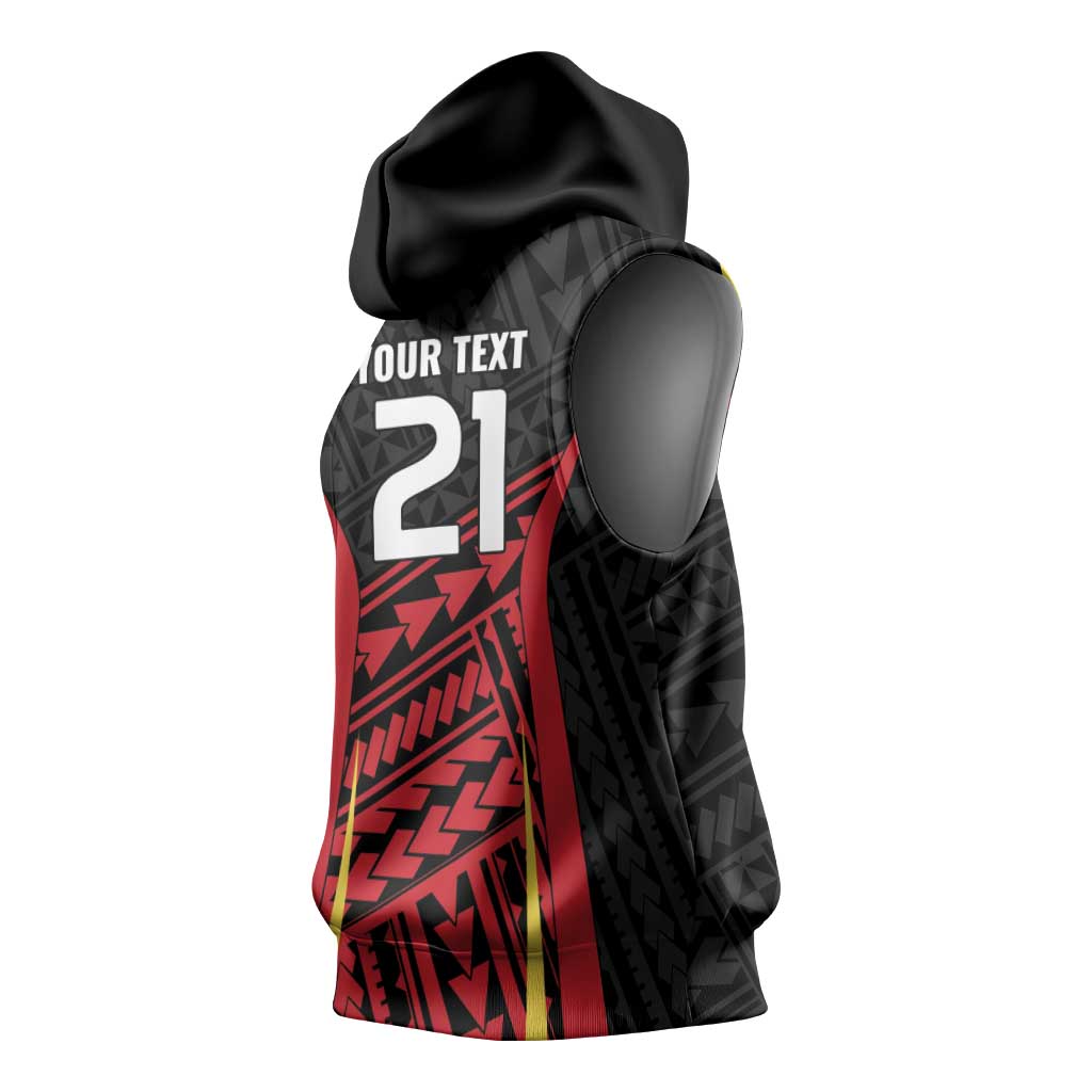 Custom Oceania Football Papua New Guinea Sleeveless Hoodie Polynesian Tribal Pattern LT9 - Polynesian Pride