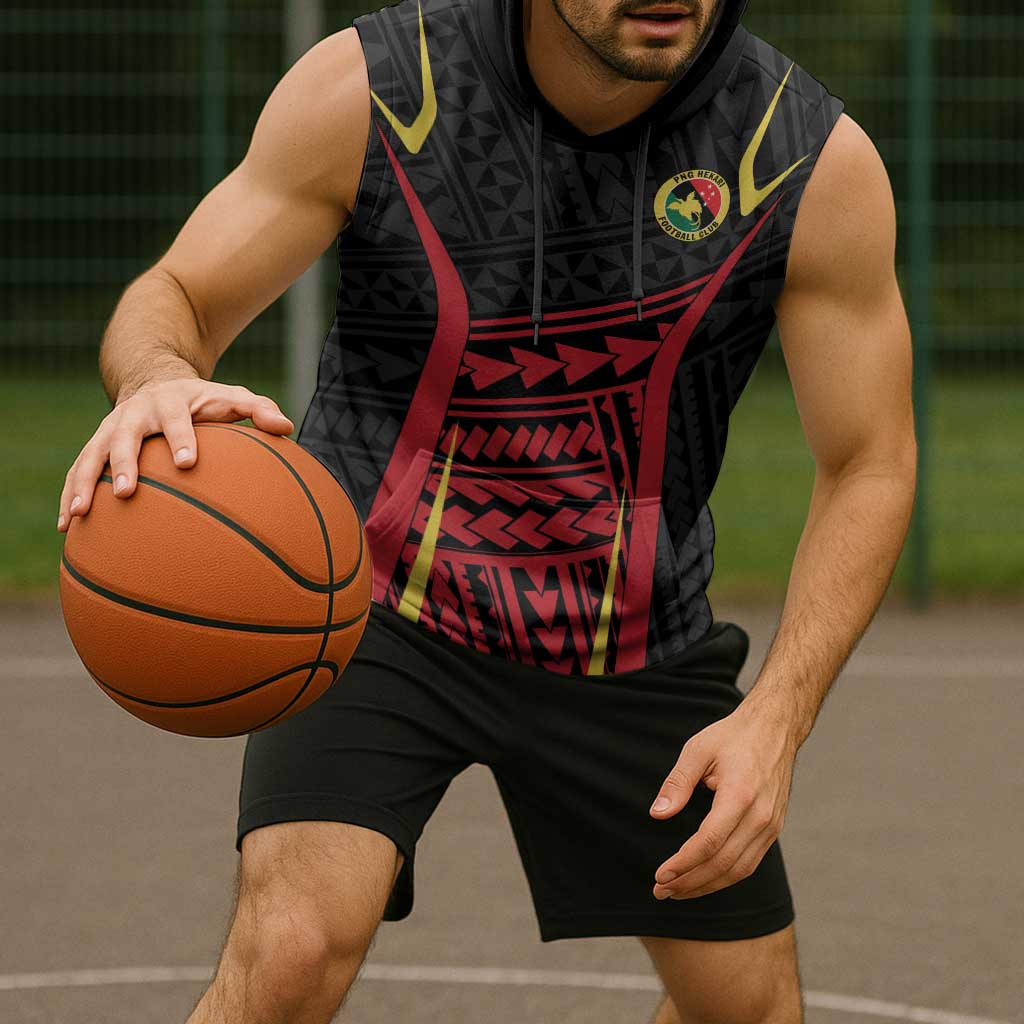 Custom Oceania Football Papua New Guinea Sleeveless Hoodie Polynesian Tribal Pattern LT9 - Polynesian Pride