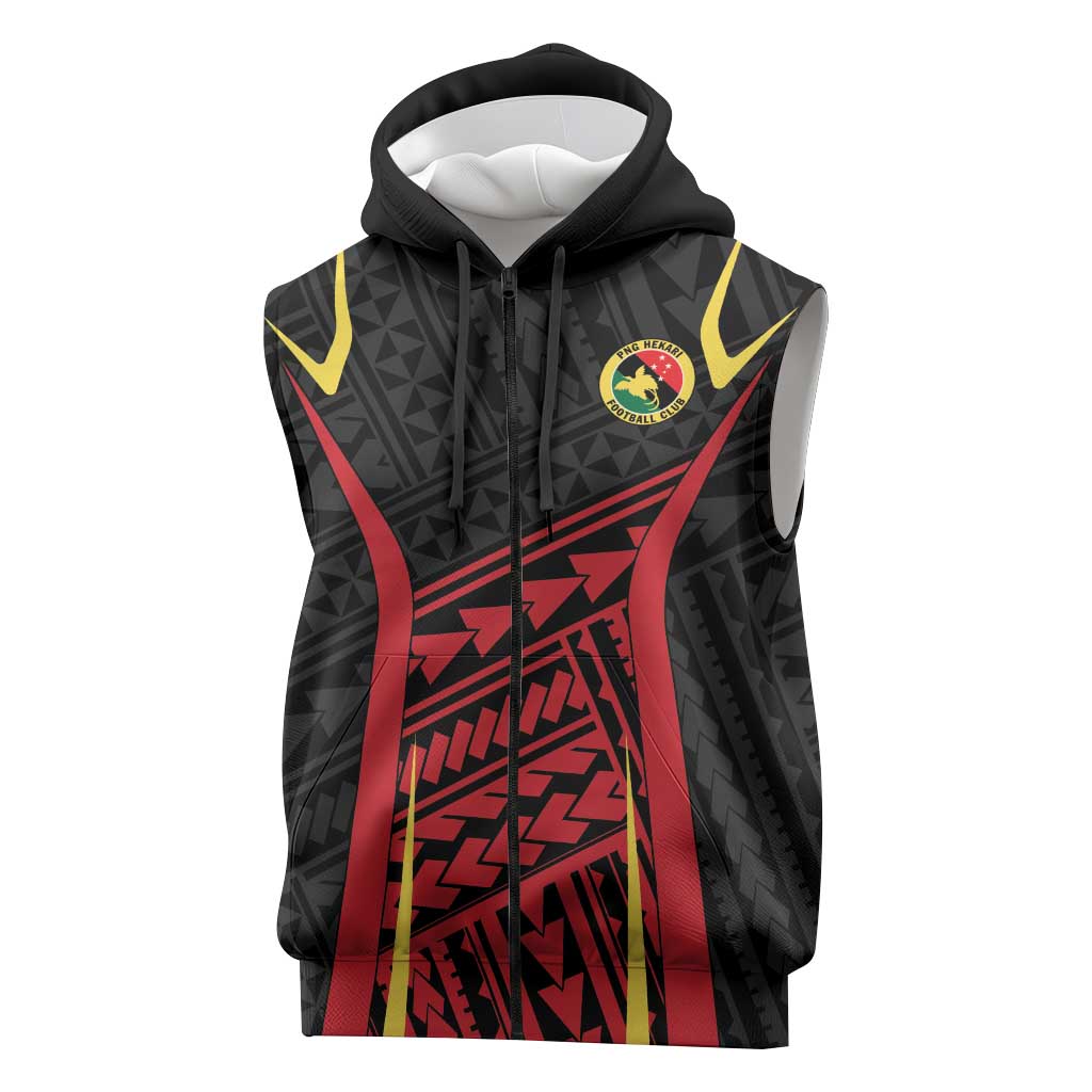 Custom Oceania Football Papua New Guinea Sleeveless Zip Hoodie Polynesian Tribal Pattern LT9 Red - Polynesian Pride