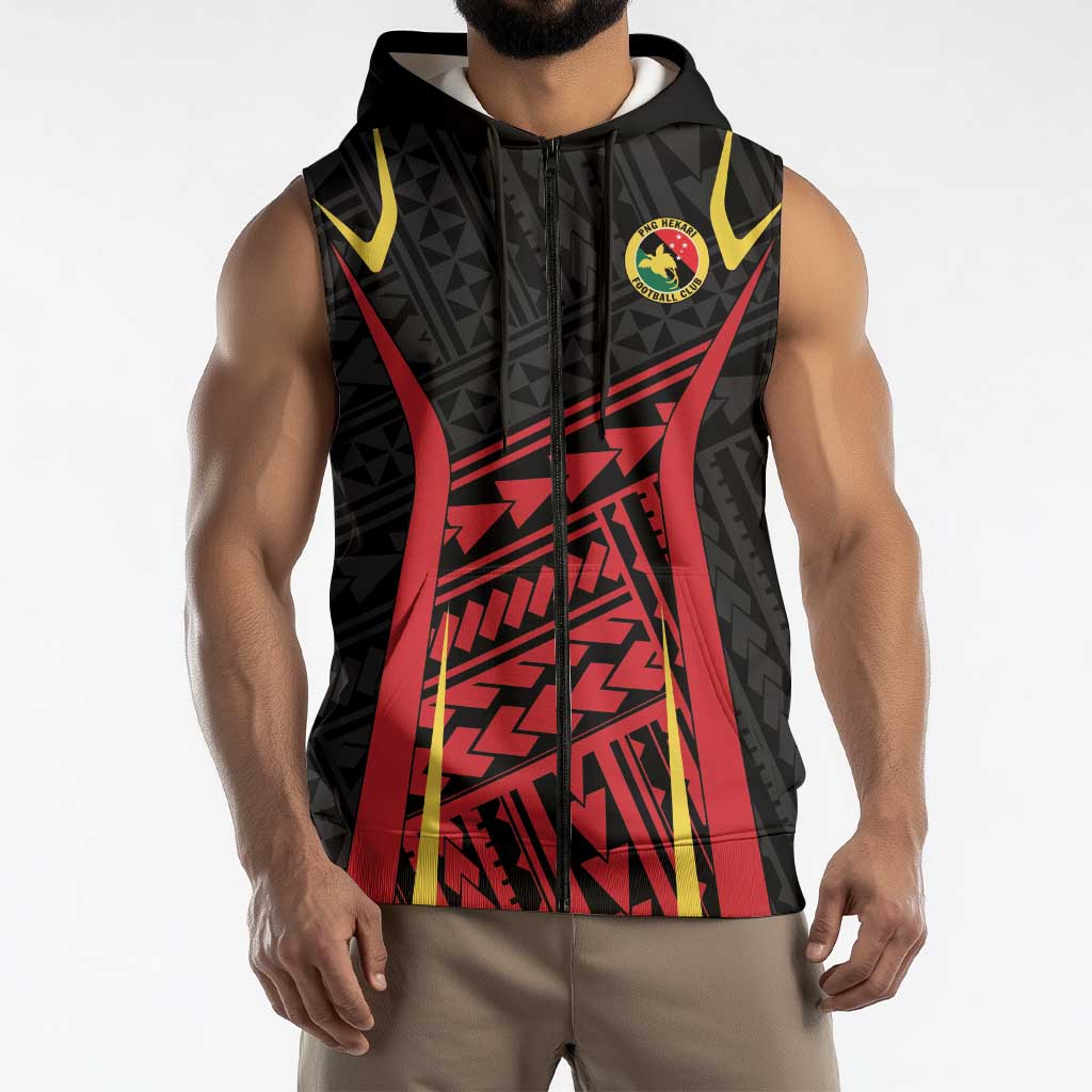 Custom Oceania Football Papua New Guinea Sleeveless Zip Hoodie Polynesian Tribal Pattern LT9 - Polynesian Pride