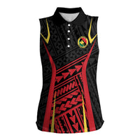 Custom Oceania Football Papua New Guinea Women Sleeveless Polo Shirt Polynesian Tribal Pattern LT9 Female Red - Polynesian Pride