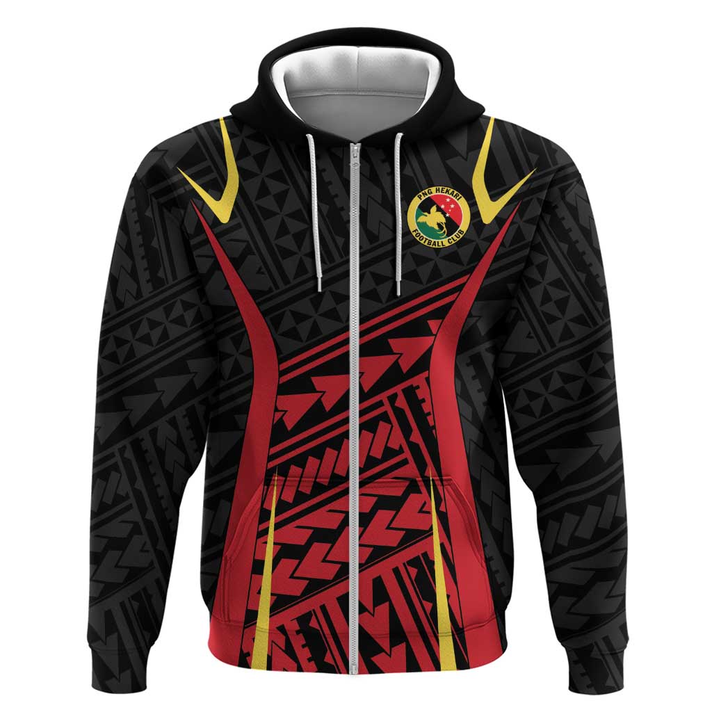 Custom Oceania Football Papua New Guinea Zip Hoodie Polynesian Tribal Pattern
