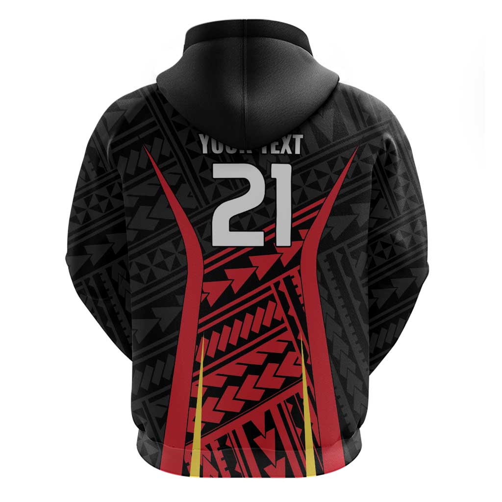 Custom Oceania Football Papua New Guinea Zip Hoodie Polynesian Tribal Pattern