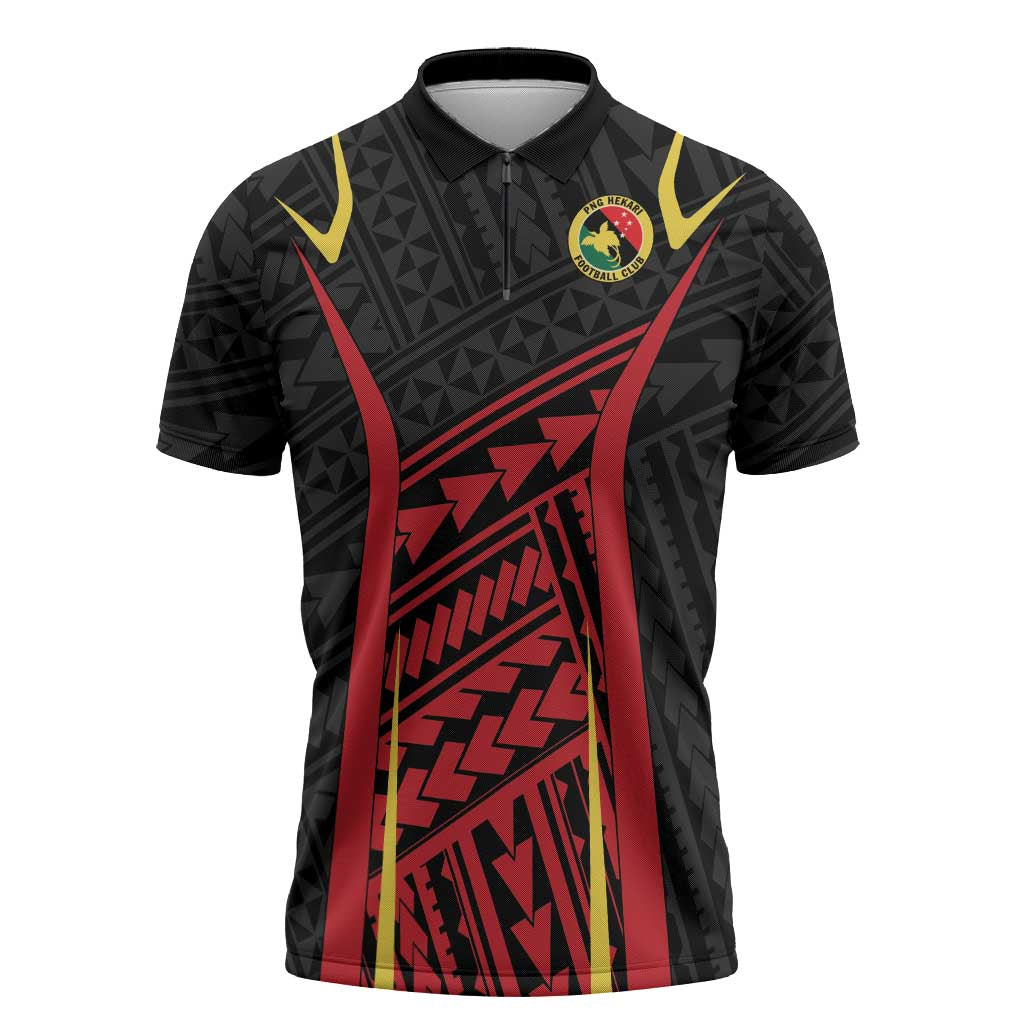 Custom Oceania Football Papua New Guinea Zipper Polo Shirt Polynesian Tribal Pattern LT9 Red - Polynesian Pride