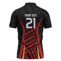 Custom Oceania Football Papua New Guinea Zipper Polo Shirt Polynesian Tribal Pattern LT9 - Polynesian Pride