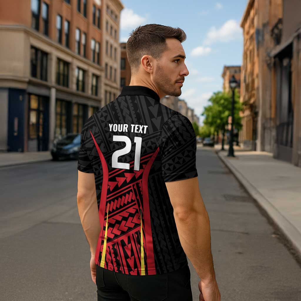 Custom Oceania Football Papua New Guinea Zipper Polo Shirt Polynesian Tribal Pattern LT9 - Polynesian Pride