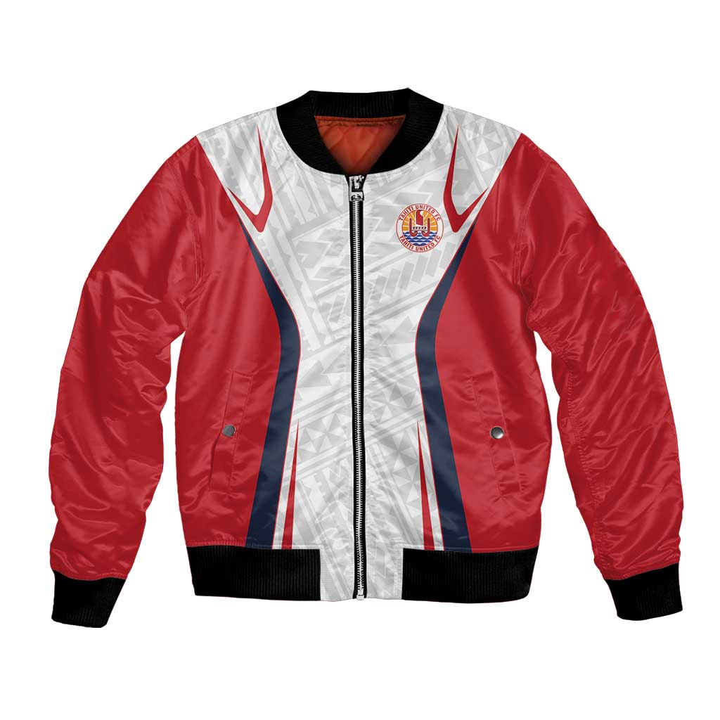 Custom Oceania Football Tahiti Bomber Jacket Polynesian Tribal Pattern LT9 Unisex White - Polynesian Pride