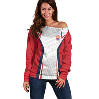 Custom Oceania Football Tahiti Off Shoulder Sweater Polynesian Tribal Pattern