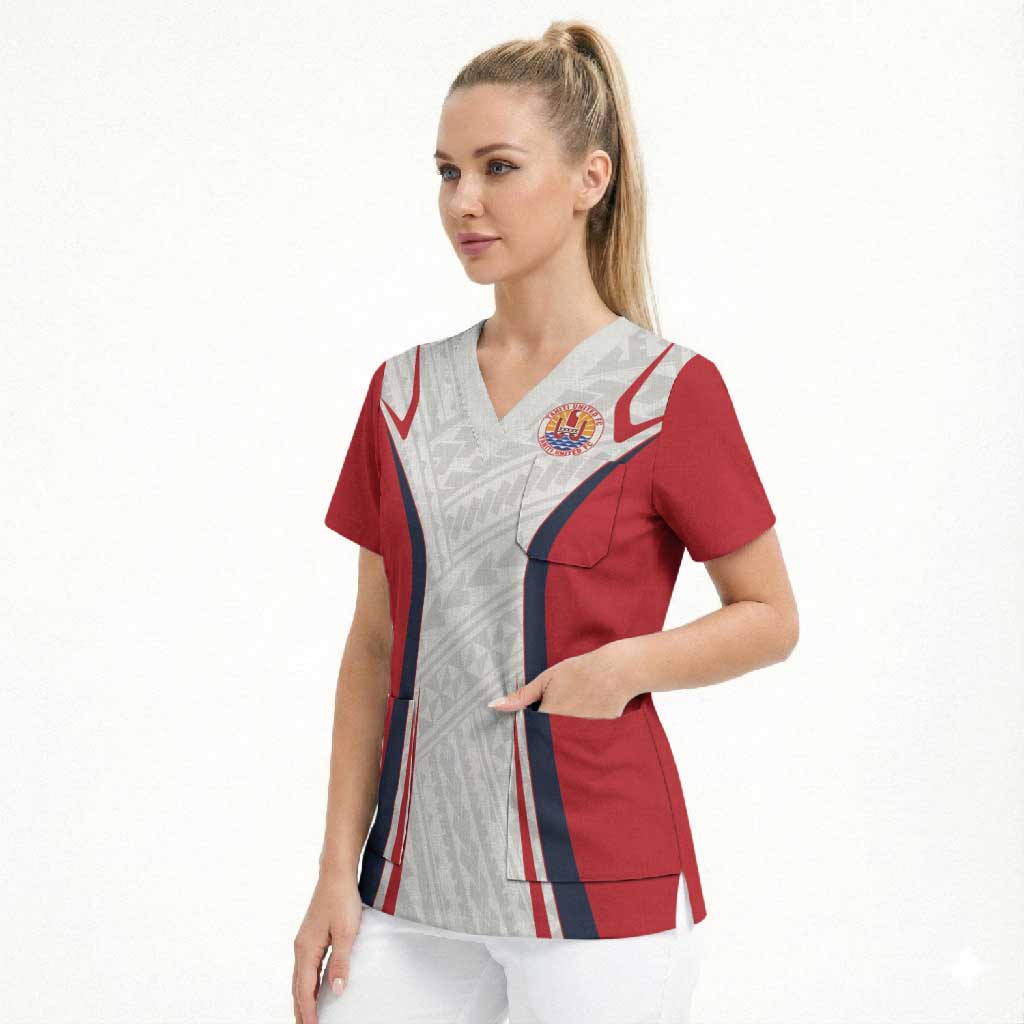 Custom Oceania Football Tahiti Scrub Top Polynesian Tribal Pattern