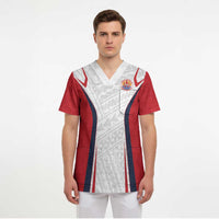 Custom Oceania Football Tahiti Scrub Top Polynesian Tribal Pattern