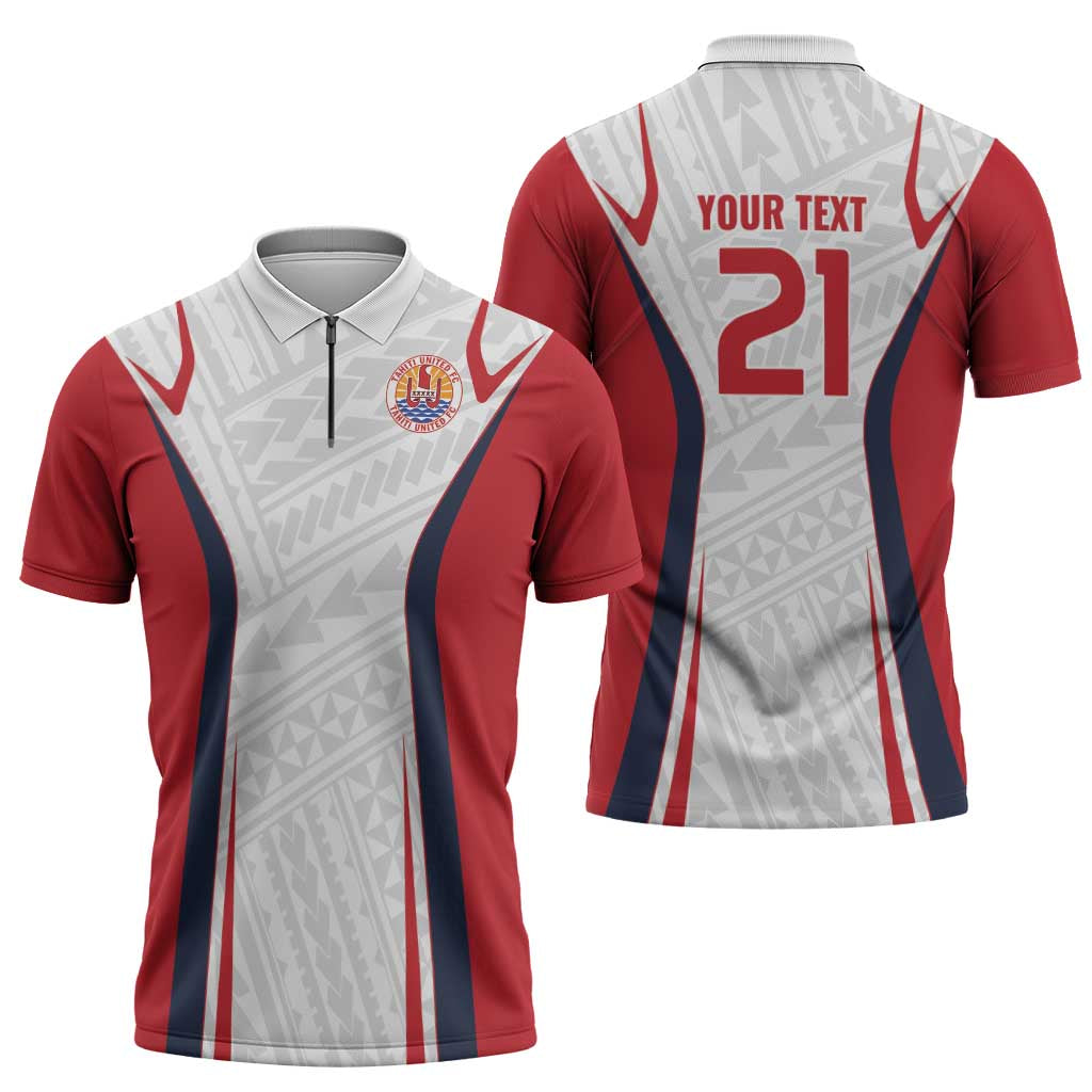 Custom Oceania Football Tahiti Zipper Polo Shirt Polynesian Tribal Pattern