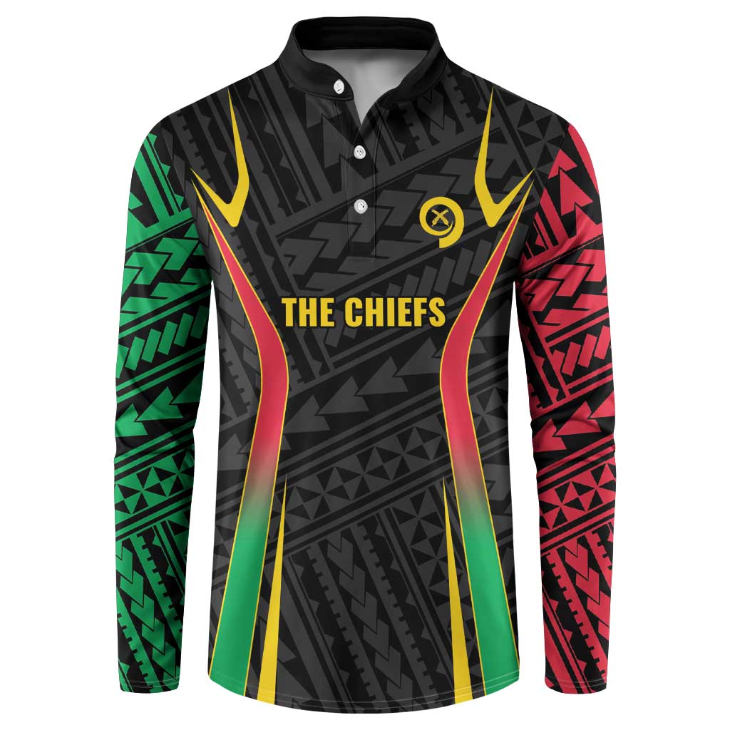 Custom Oceania Football Vanuatu Button Sweatshirt Polynesian Tribal Pattern LT9 Black - Polynesian Pride