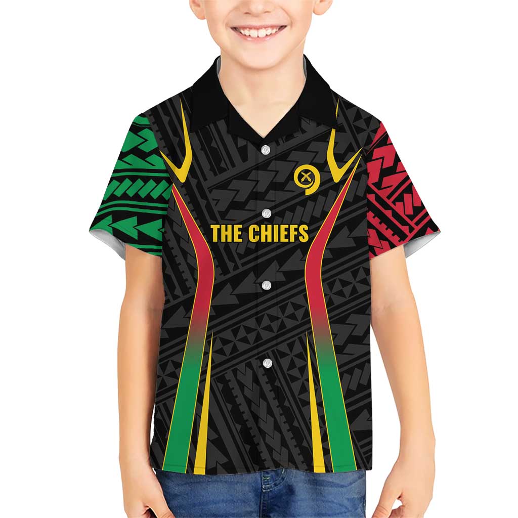 Custom Oceania Football Vanuatu Kid Hawaiian Shirt Polynesian Tribal Pattern LT9 Kid Black - Polynesian Pride
