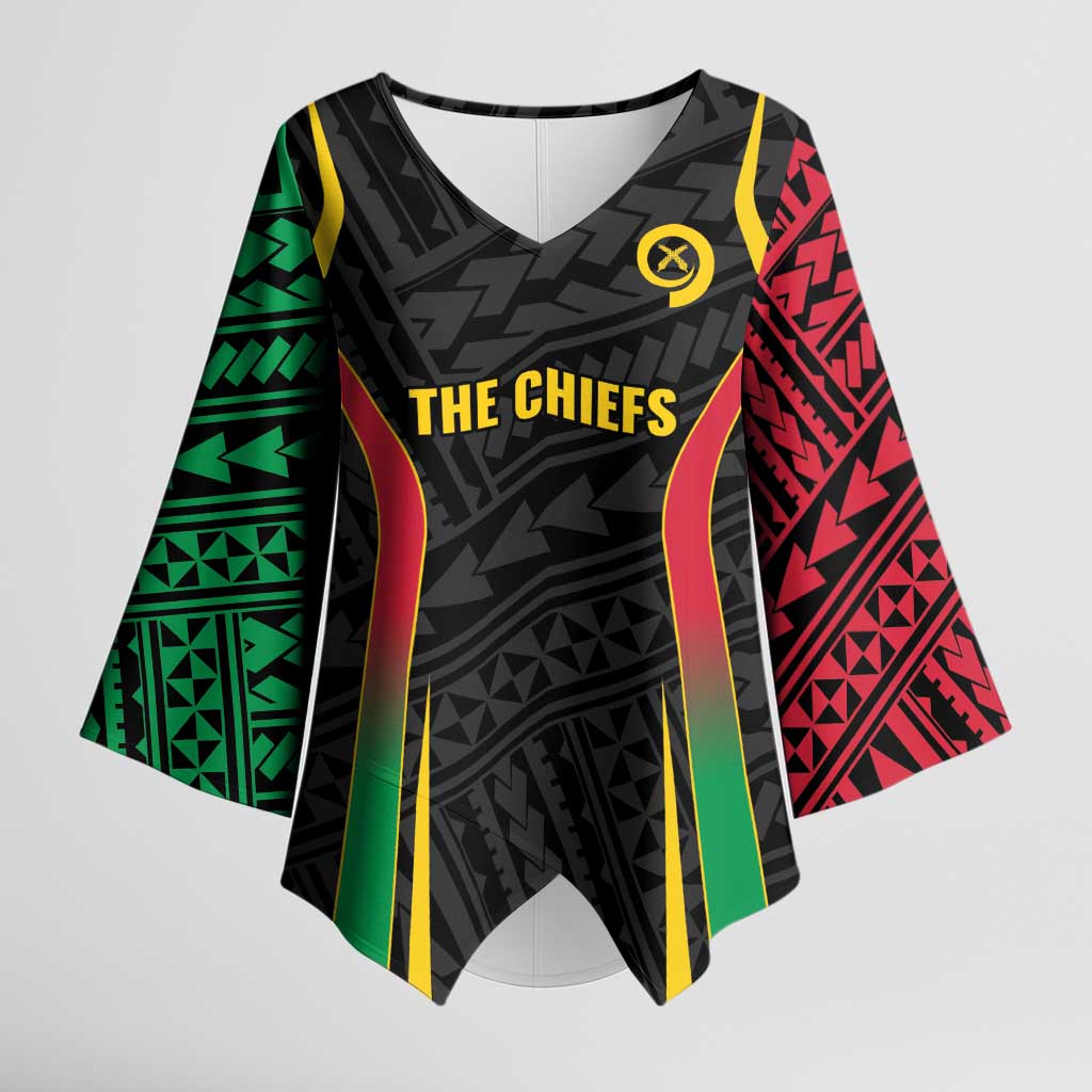 Custom Oceania Football Vanuatu Kimono Sleeve Blouse Polynesian Tribal Pattern