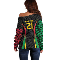 Custom Oceania Football Vanuatu Off Shoulder Sweater Polynesian Tribal Pattern