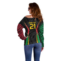 Custom Oceania Football Vanuatu Off Shoulder Sweater Polynesian Tribal Pattern