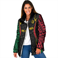 Custom Oceania Football Vanuatu Padded Jacket Polynesian Tribal Pattern LT9 Women Black - Polynesian Pride