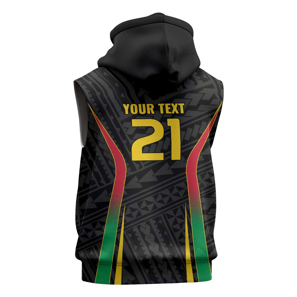 Custom Oceania Football Vanuatu Sleeveless Zip Hoodie Polynesian Tribal Pattern LT9 - Polynesian Pride