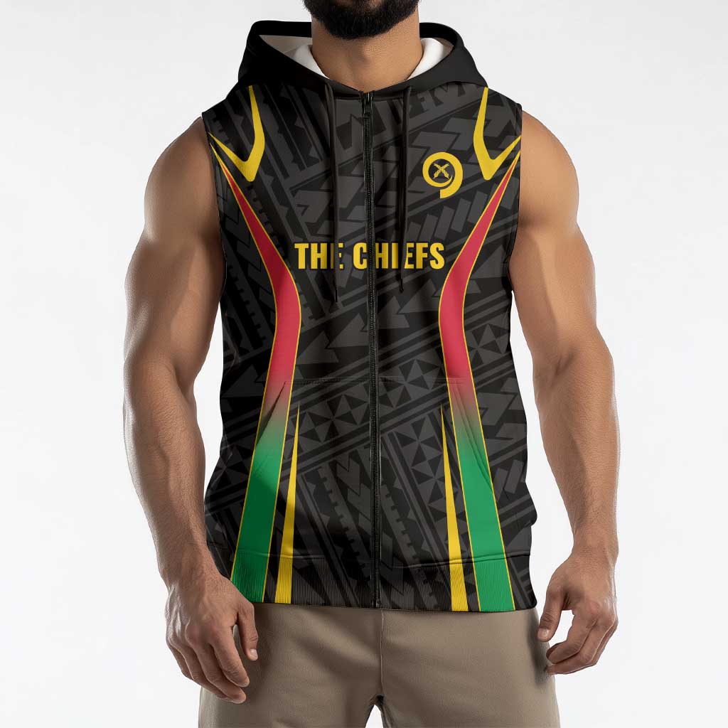 Custom Oceania Football Vanuatu Sleeveless Zip Hoodie Polynesian Tribal Pattern LT9 - Polynesian Pride